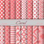  Coral Digital Paper Scrapbo..