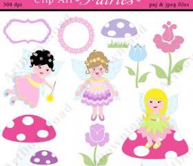 Fairies - Fairy Digital Clip Art , For Commercial use, Fairy Girls, Printed Cards, Party