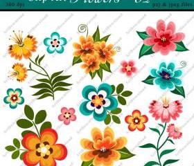 Digital Clip Art Flowers - Clip Art Flowers, Digital Paper Flowers, Printable Flowers for Personal & Commercial Use