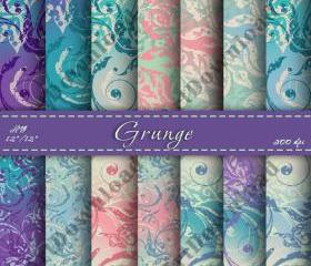 Grunge Digital Scrapbooking Papers - Digital Paper Pack, Scrapbook Paper For Personal Or Commercial Use