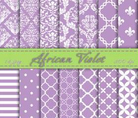 African Violet Digital Paper, Trendy Colors, Scrapbooking Paper, Digital Background